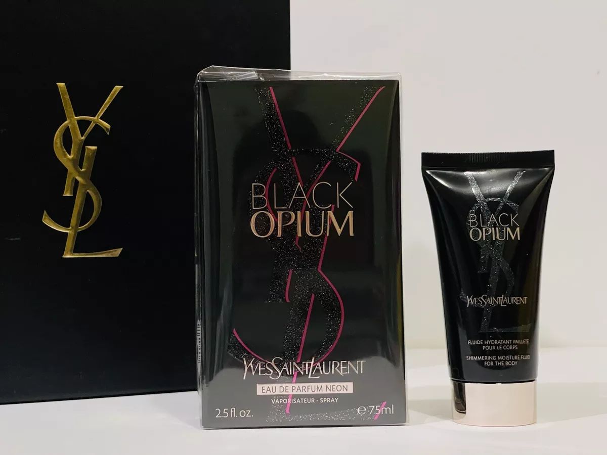 BLACK OPIUM NEON BY YSL WOMEN PERFUME GIFT SET EDP SPRAY 2.5 OZ + B/L NIB