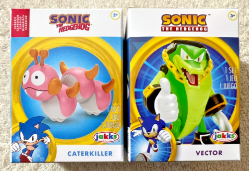 SONIC THE HEDGEHOG CATERKILLER & VECTOR 2.5" FIGURES  **NEW** - Picture 1 of 8