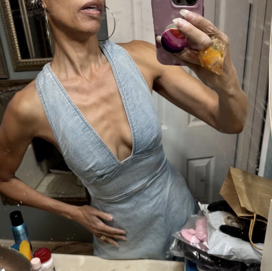 Vestido Corto Stella McCartney Denim Lavado Ligero Profundo 38 XS Italia Bolsillos Foto 2 de 4