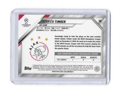 2021-22 TOPPS UEFA STARBALL FOIL [ JURRIEN TIMBER ] AJAX | eBay UK