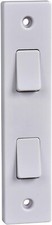 2 Gang 2 Way Double Electric Architrave Narrow Light Switch White Rocker 10 Amp