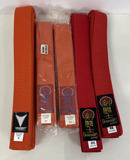 Karate Belts 5 Various Brands, Sizes, Orange  Red Judo Taekwondo Jujitsu Lot