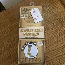 Gold 999.9 Men’s Crew Socks -one Size NIB