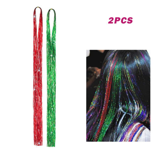 Rainbow Tinsel Hair Holographic Sparkle Hair Piece Highlight Hair Extensions UK - Picture 32 of 66