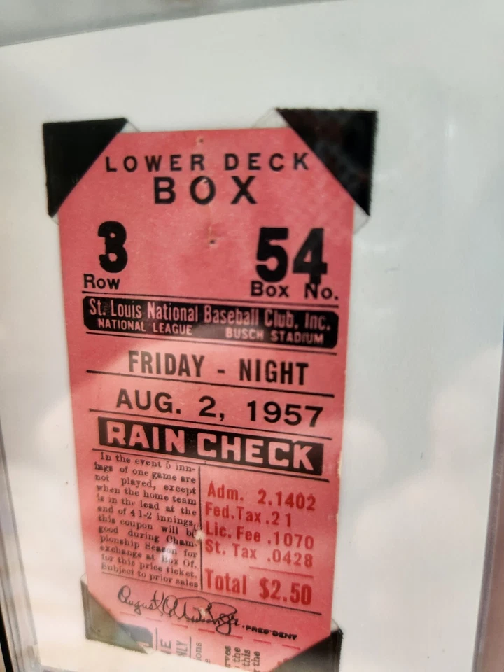 Boleto musical 1957 de los Cardenales de San Luis-Stan con estampado enmarcado/enmarañado Foto 2 de 2
