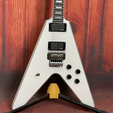 Factory White Solid Body Flying V Electric Guitar Floyd Rose Bridge 6 String