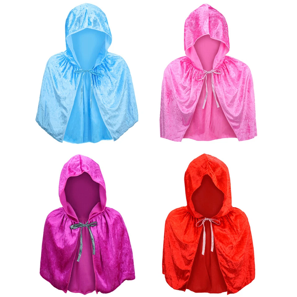 Capa con Capucha Terciopelo Rojo Infantil - Niños Caperucita Roja Disfraz Fiesta Foto 4 de 4