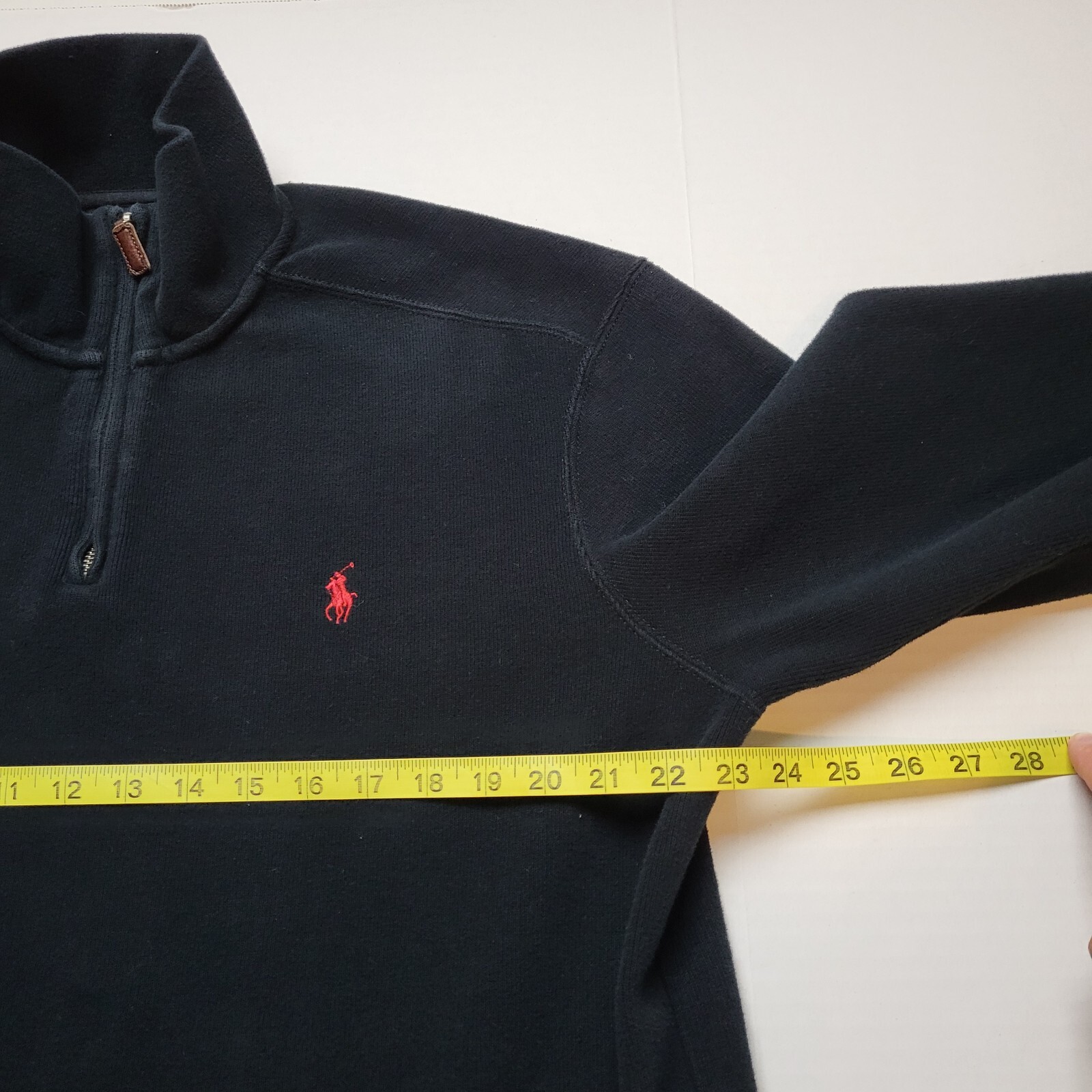 Polo Ralph Lauren Felpa Uomo XL Pullover 1 4 Cerniera Nero Rosso Pony ♤99