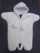 Infant SNOW SUIT Baby Bunting 0-6 MONTHS  Ivory Pom Pom Hood FUN FUR KIDS CANADA