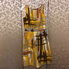 Anthropologie Tabitha Yellow Brown Brushstrokes Multi-Color Dress Size 6