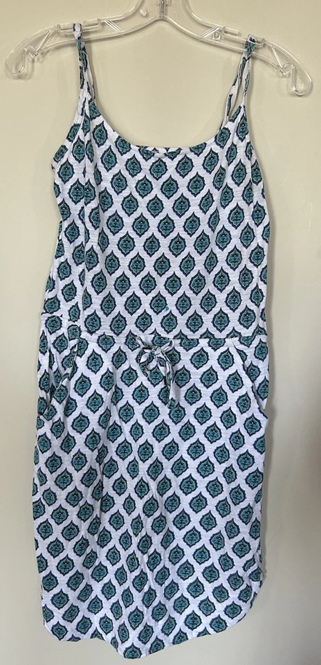 "Vestido sin mangas Carve Designs azul blanco XS L36, 17 P2P, 28"" cordón cintura playa" Foto 3 de 4