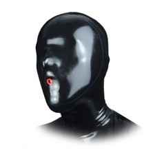 Latex Hood w/ Breath Hole Rubber Mask for Clubwear Fetish Experience suffocation