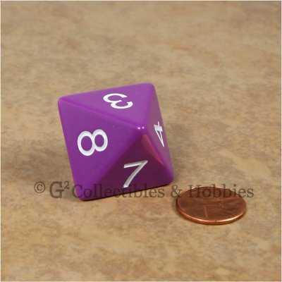 NEW 25mm Jumbo Purple D8 Die D&D RPG Game 8 Sided 1 inch Polyhedral Dice Koplow