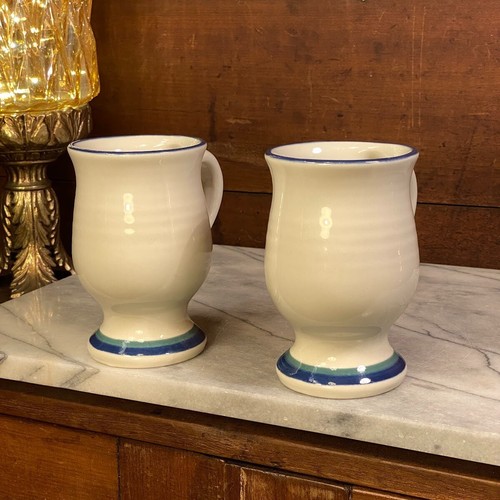 Vintage Pfaltzgraff Stoneware 2 Northwinds Pedestal Mug 5" Blue Green ~ USA Made - Picture 3 of 10