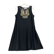 Cato Womens Dress Sz Large Jewel Embellished Sleeveless Tunic Dress Light