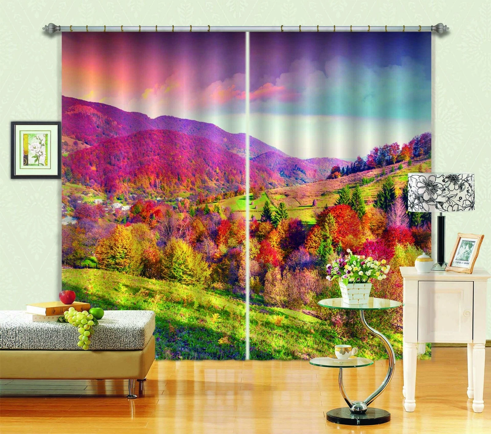 3D Mountain Scenery ZHUB650 Photo Curtain Window Blockout Fabric Amy 2023