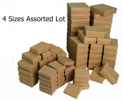 Kraft Cotton Filled Jewelry Packaging Gift Boxes 4 Sizes 40 Assorted Mix Sizes
