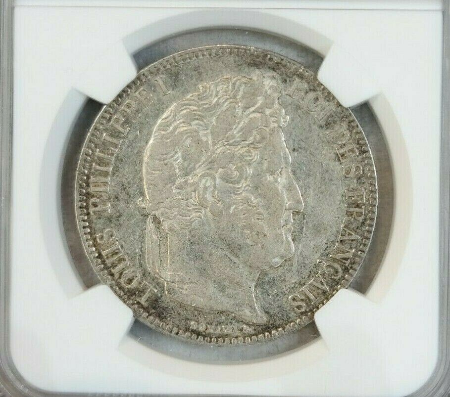 1840 FRANCE SILVER 5 FRANCS LOUIS PHILIPPE I NGC AU 53 HIGH GRADE
