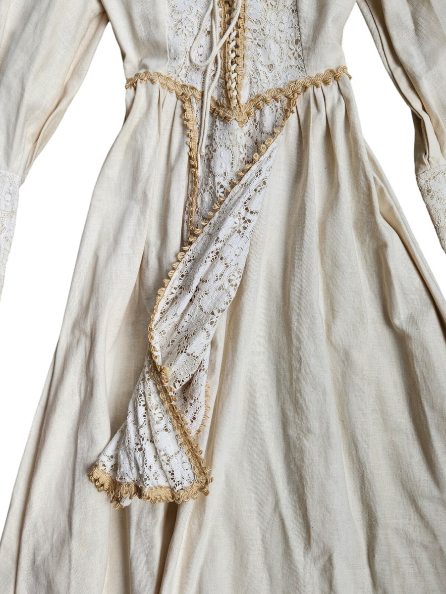 Vintage GUNNE SAX Black Label Burlap Lace Prairie Maxi Dress