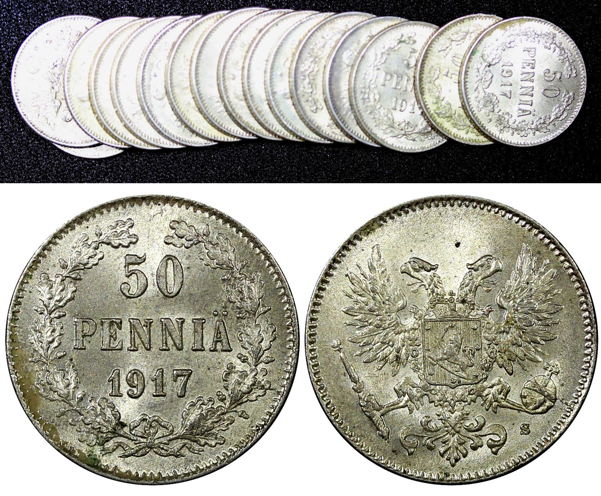 フィンランド　25ペンニ　1917 【NGC MS65】　世界　⑮ フィンランド 25ペンニ 1917 【NGC MS65】 世界 ⑮ 25 penniä 1917