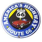 Vintage US Route 66 Sign - Porcelain America Gas Station Pump Plate Sign
