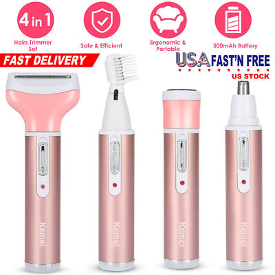 4 In 1 Women Electric Shaver Painless Razor Rechargeable Hair Removal Trimmer