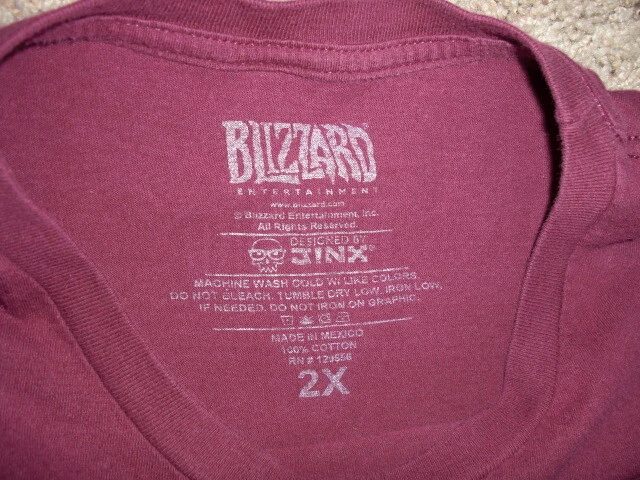 BLIZZARD ENTERTAINMENT Jinx logo maroon shirt t-shirt men's 2XL - Image 2 of 3