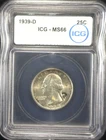 BU 1939-D Washington Quarter ICG MS66 Tougher Date!
