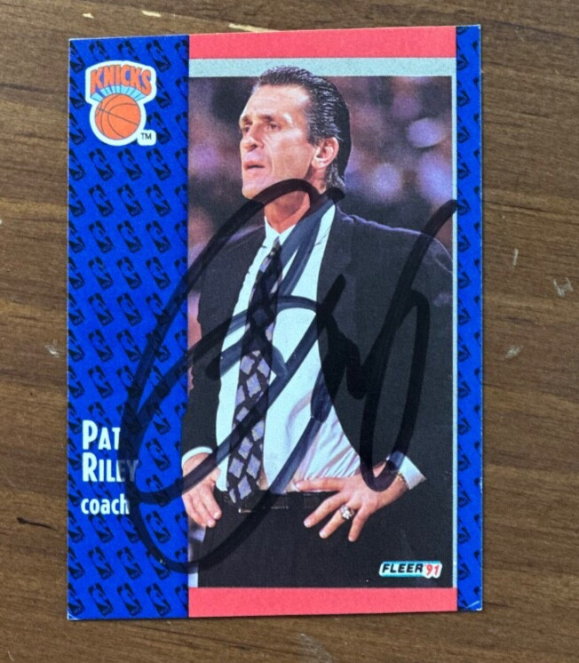 Pat Riley  1991 Fleer NBA Basketball Knicks Signed Autograph Lakers