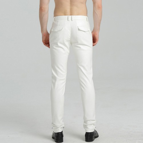 Herren Kunstlederhose gerades Bein schmale Hose Nasslook Freizeit Party Tanz - Bild 11 von 16