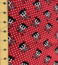 Pirate Skull on Red 100 cotton fabric sold by the yard 2546