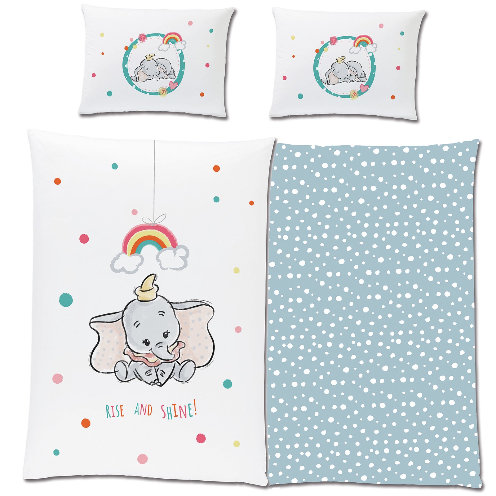 Biancheria da letto Linon Disney Dumbo Shine bambino 135x100 + copripiumino 40x60 cm
