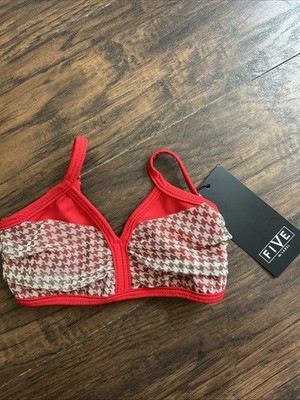 New FIVE The Label Aerial Bra Dance Top Scarlett Red YS Small 4/5 FREE SHIP 