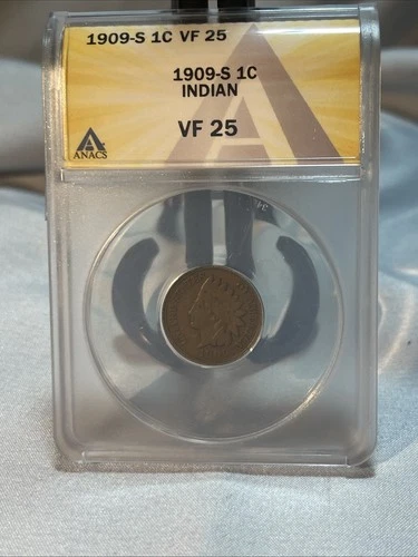 Certified 1909-S Indian Head Cent ANACS VF 25 *KEY DATE*