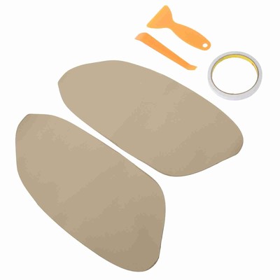 :Beige 2pcs Front Door Panel Armrest Cover Microfiber Leather For 