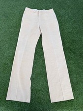 Vintage 60s 70s Men's Casual Dress Pants Made in USA Straight Leg Cream Beige