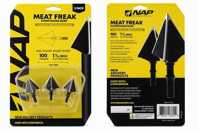 New Archery Products Black Meat Freak 3 Blade 100 Broadhead - NAP60MEATF3100