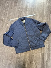 Contemporary Navy Blue Burberry Zip Up Nylon Sports Coat