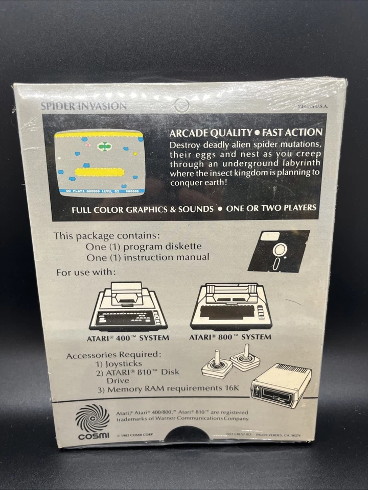 Cosmi Spider Invasion Game Atari 400, 800, Commodore Vic 20, TI 99 4/A SEALED - Image 3 of 3