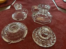 Lot Of Vtg Clear Glass Candle Holders Pretty