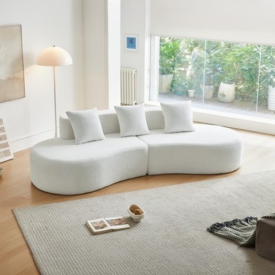3-Seater Velvet Cloud Couch Curved Sectional Sofa - Compressed Packaging, Easy