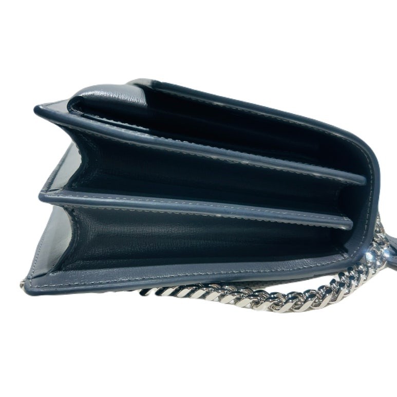 Borsa a tracolla Saint Laurent YSL Sunset in pelle con monogramma e catena grigio 442906