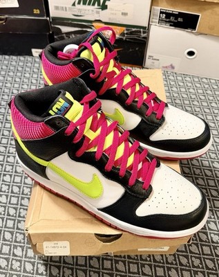 Nike Dunk High London White Volt Fireberry Black 317982-127 Size 12 M New