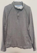 Tommy Bahama Pullover Shirt Men s Large Gray 1/4 Snap Sweater Mock Neck Coastal