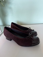 Burgundy/ Wine Quilted Ballet Court Shoes / Patent Toe Bow Pumps/wedges