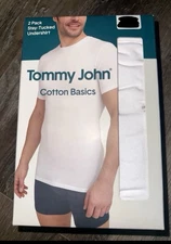 Tommy John ~ Mens 2-Pack T-Shirts Crew Neck Undershirts White Cotton Blend ~ L