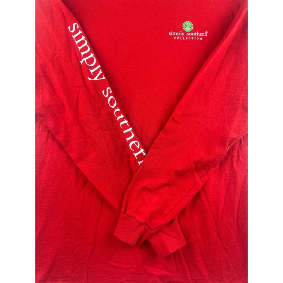 Camiseta Simply Southern Roja Manga Larga Feliz Navidad Gráfico Búho Para Mujer M Foto 2 de 4