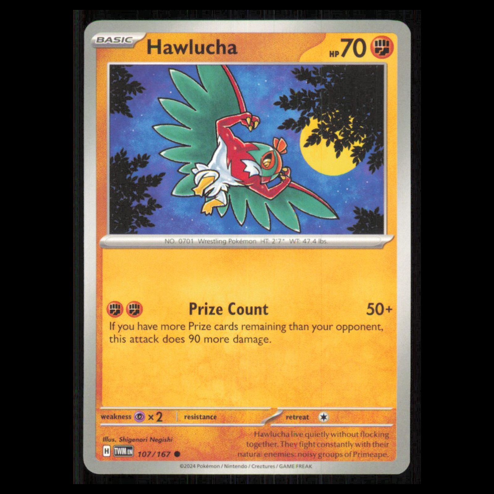 Hawlucha #107 2024 Scarlet - Violet Series - Twilight Masquerade Common Pokemon