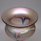 Vintage Art Glass Abelman Studio Iridescent Favrille Pulled Feather Vase Signed  — photo 9