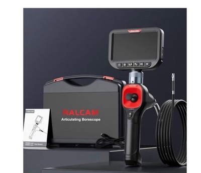 360° Articulating Borescope Dual Lens, 5'' Joystick 4 Ways Industrial Endoscope